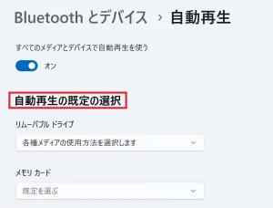 自動再生の既定の選択
